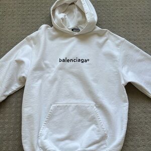Balenciaga White Men's Hoodie Oversized